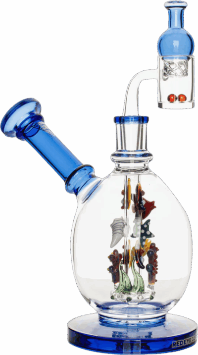 Red Eye Glass 6.5" - Tall Sealife Concentrate Rig W/Whirlpool Cap & Pearls