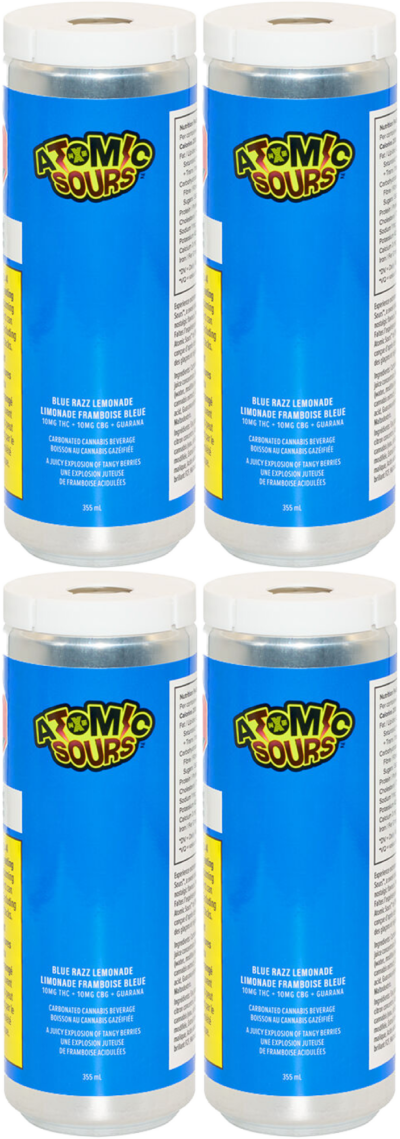 XMG Atomic Sours - Blue Razz Lemonade 4pk | 10mg THC 10mg CBG
