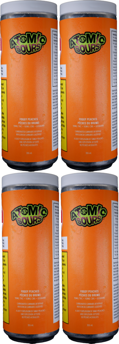 XMG Atomic Sours - Foggy Peaches 4pk | 10mg THC 10mg CBG