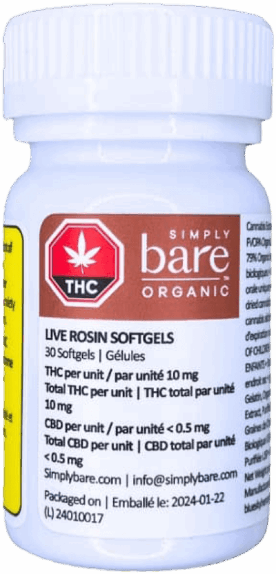Simply Bare - Live Rosin Soft Gels 30x10mg | THC 300mg